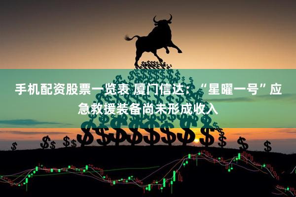 手机配资股票一览表 厦门信达：“星曜一号”应急救援装备尚未形成收入